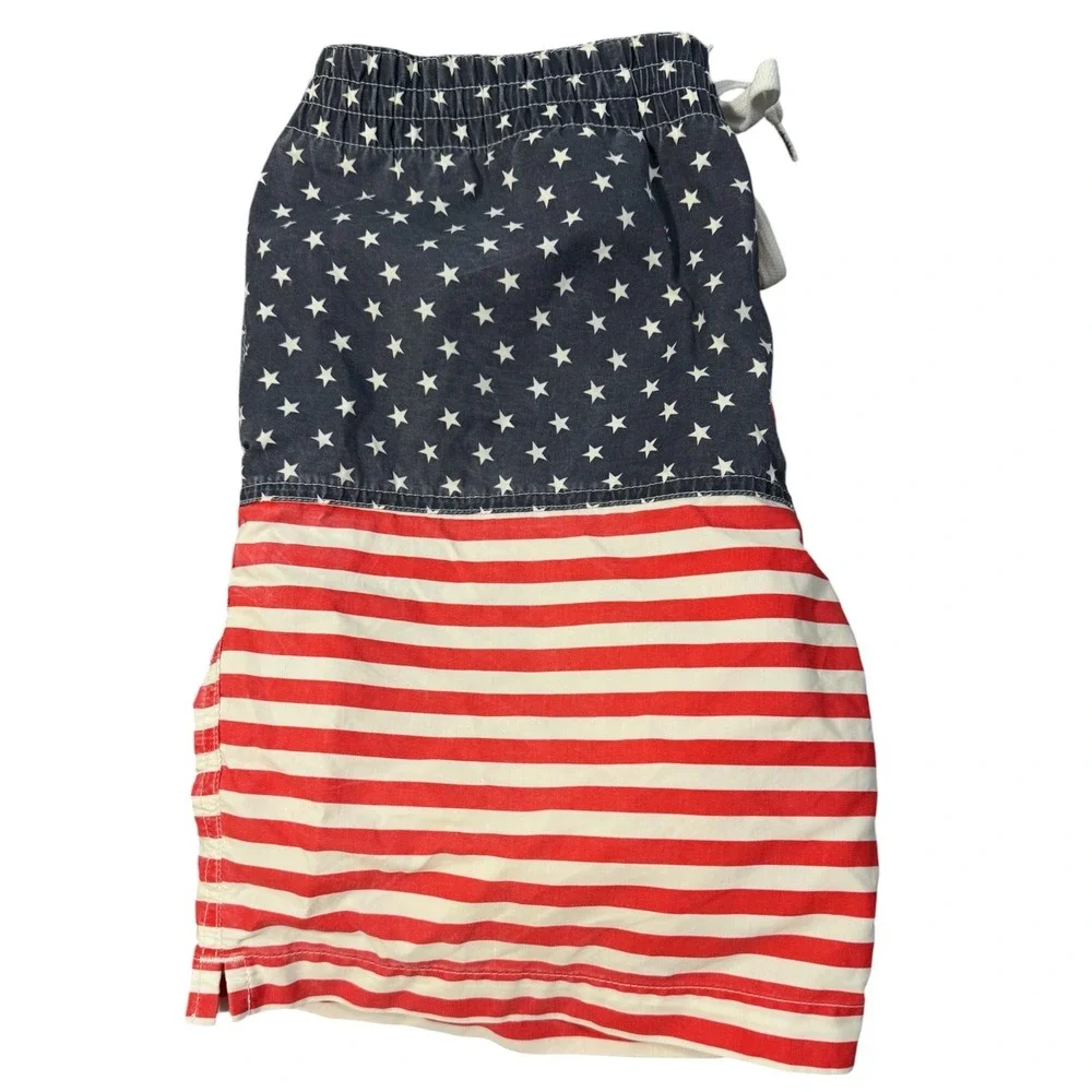 Chubbies Swim Trunks Mens Small USA Flag Stars Stripes Made in USA Pockets